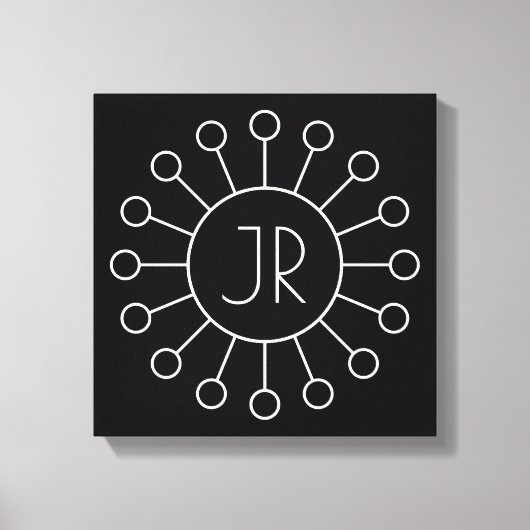 ヴィンテージロクールゴスタイルモノグラム |黒と白 キャンバスプリント (正面)