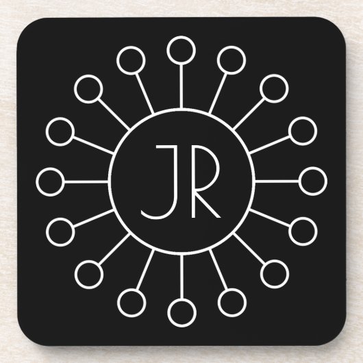 ヴィンテージロクールゴスタイルモノグラム |黒と白 コースター (正面)