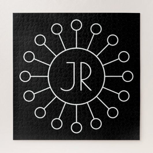 ヴィンテージロクールゴスタイルモノグラム |黒と白 ジグソーパズル (縦)