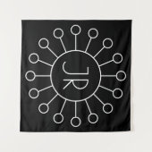 ヴィンテージロクールゴスタイルモノグラム |黒と白 タペストリー (正面(横))