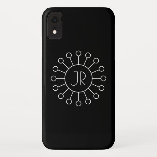 ヴィンテージロクールゴスタイルモノグラム |黒と白 Case-Mate iPhoneケース (裏面)