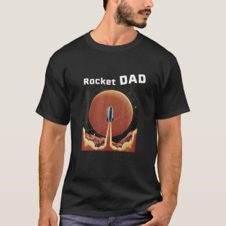ヴィンテージロケット打ち上げムーンロケットパパ Tシャツ