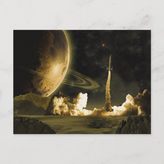 ヴィンテージロケット発射はがき ポストカード (正面)