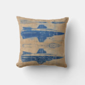 ヴィンテージロケット設計図 クッション (正面)