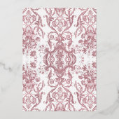 ヴィンテージロココフローラピンクnホワイト金ゴールドブライダル茶 箔招待状 (裏面)