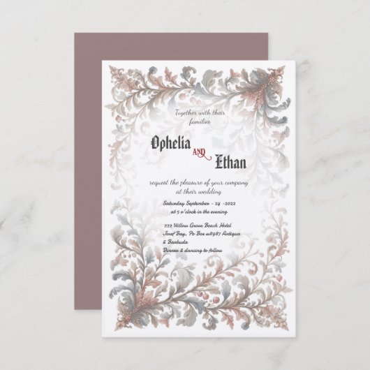 ヴィンテージロココフローラ結婚式招待状 招待状 (正面/裏面)