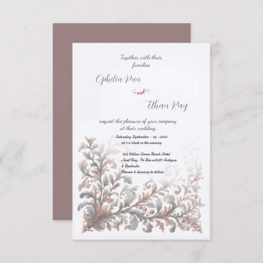 ヴィンテージロココフローラ結婚式招待状 招待状 (正面/裏面)