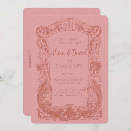 ヴィンテージロココ結婚式招待状 招待状 (正面/裏面)