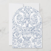 ヴィンテージロコチェルーブ&フラワーズブルー結婚ズ 招待状 (裏面)