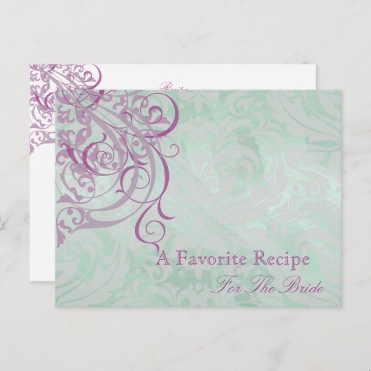 ヴィンテージロコピンクブライダルシャワーレシピカード ポストカード (正面/裏面)