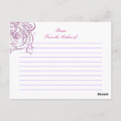 ヴィンテージロコピンクブライダルシャワーレシピカード ポストカード (裏面)