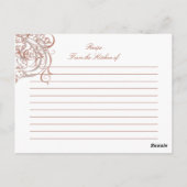 ヴィンテージロコピーチブライダルシャワーレシピカード ポストカード (裏面)