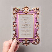 ヴィンテージロコフレームムーヴ結婚金ゴールド アクリル招待状 (インサイチュ (ポータブル))