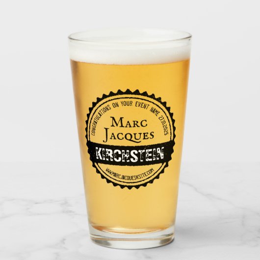 ヴィンテージロゴあなたの名前ボトルキャップ円レトロ タンブラーグラス (ドリンク正面)