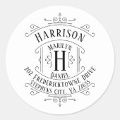 ヴィンテージロゴアールデコ渦巻き差出人住所 ラウンドシール (正面)