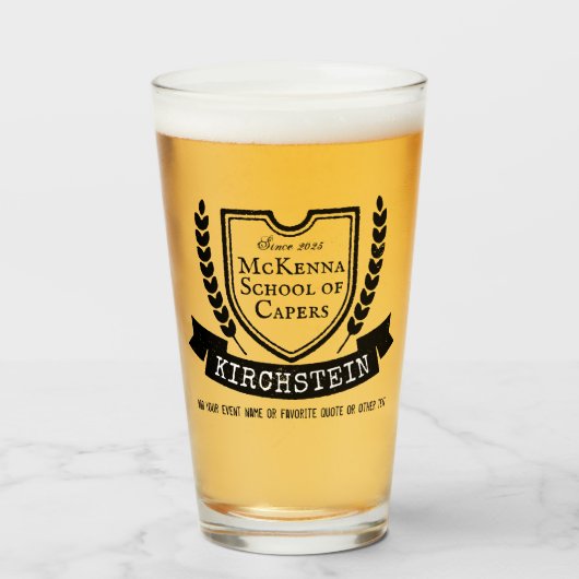 ヴィンテージロゴシールドローレルリボン名エンブレム タンブラーグラス (ドリンク正面)