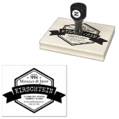 ヴィンテージロゴ名住所電話リボン六角 ラバースタンプ (押印)