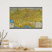 ヴィンテージロサンゼルスの地図 ポスター (キッチン)