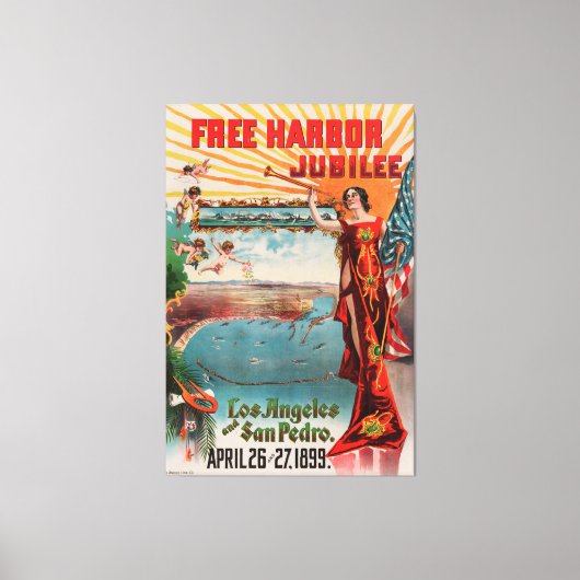 ヴィンテージロサンゼルスカリフォルニアアメリカポスターカンフ キャンバスプリント (正面)