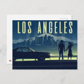ヴィンテージロサンゼルスカリフォルニアシティスケープ ポストカード (正面/裏面)