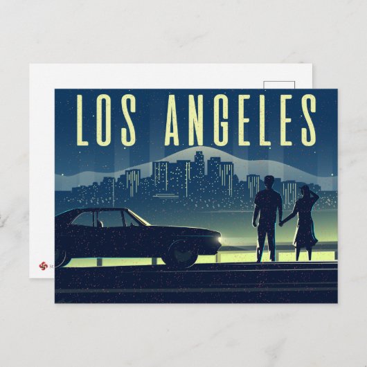ヴィンテージロサンゼルスカリフォルニアシティスケープ ポストカード (正面/裏面)