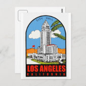 ヴィンテージロサンゼルスシティホール旅行広告 ポストカード (正面/裏面)