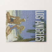 ヴィンテージロサンゼルス旅行ポスター ジグソーパズル (横)