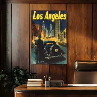 ヴィンテージロサンゼルス旅行ポスター メタルプリント