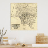 ヴィンテージロサンゼルス県鉄道地図(1912) ポスター (キッチン)