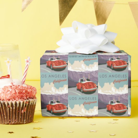 ヴィンテージロサンゼルス・カリフォルニアギフトへ ラッピングペーパー (誕生日パーティー)