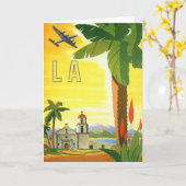 ヴィンテージロサンゼルス、カリフォルニア州ミッションwith Palm カード (黄色い花)