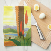 ヴィンテージロサンゼルス、カリフォルニア州ミッションwith Palm キッチンタオル (四つ折り)