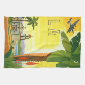 ヴィンテージロサンゼルス、カリフォルニア州ミッションwith Palm キッチンタオル (横)