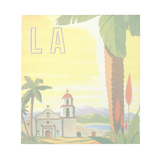 ヴィンテージロサンゼルス、カリフォルニア州ミッションwith Palm ノートパッド (正面)