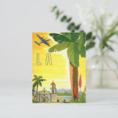 ヴィンテージロサンゼルス、カリフォルニア州ミッションwith Palm ポストカード (スタンド正面)