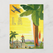 ヴィンテージロサンゼルス、カリフォルニア州ミッションwith Palm ポストカード (正面)