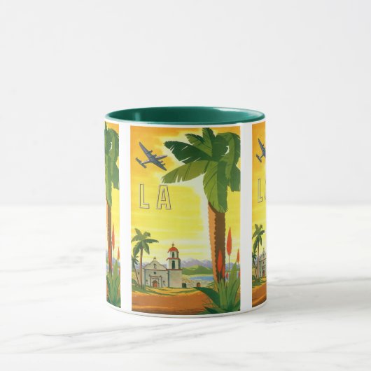 ヴィンテージロサンゼルス、カリフォルニア州ミッションwith Palm マグカップ (中央)