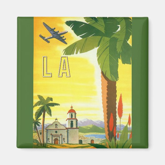 ヴィンテージロサンゼルス、カリフォルニア州ミッションwith Palm マグネット (正面)