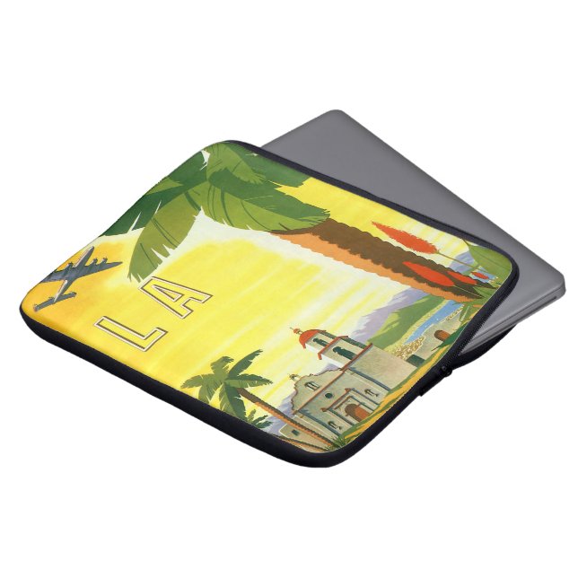 ヴィンテージロサンゼルス、カリフォルニア州ミッションwith Palm ラップトップスリーブ (正面上部)