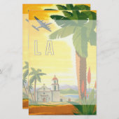 ヴィンテージロサンゼルス、カリフォルニア州ミッションwith Palm 便箋 (正面/裏面)