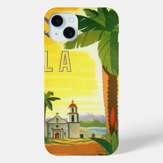 ヴィンテージロサンゼルス、カリフォルニア州ミッションwith Palm Case-Mate iPhoneケース (裏面)