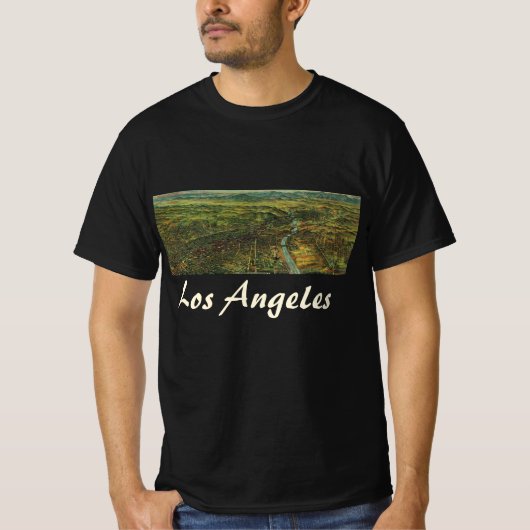 ヴィンテージロサンゼルス・カリフォルニア・リバーの地図 Tシャツ (正面)