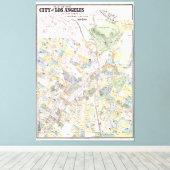 ヴィンテージロサンゼルスCAの地図(1884) キャンバスプリント (インサイチュ (ウッドフロア))