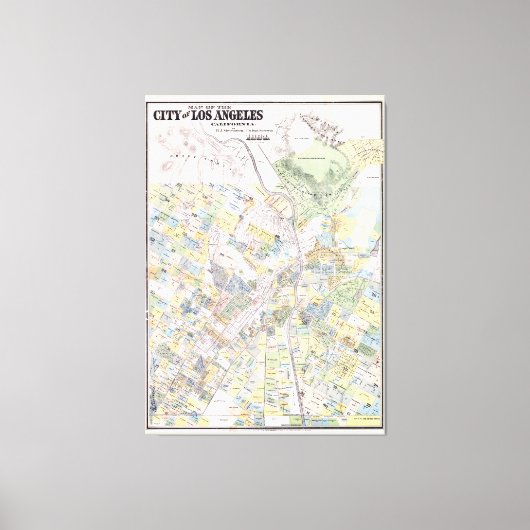 ヴィンテージロサンゼルスCAの地図(1884) キャンバスプリント (正面)