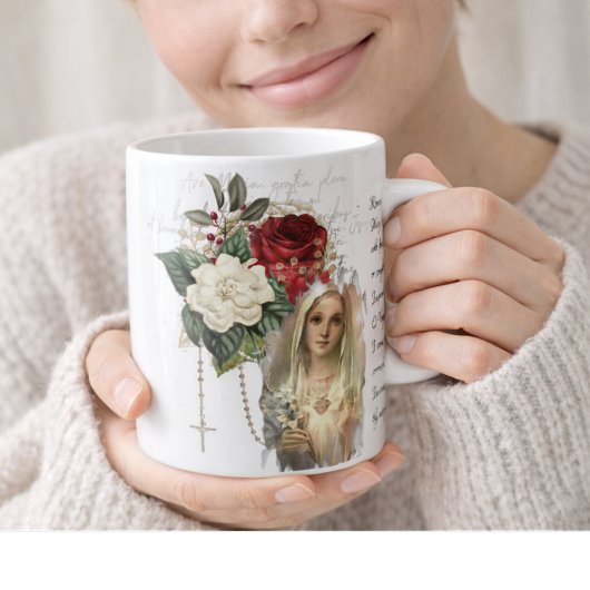 ヴィンテージロザリオヴァージンマザーメアリーメモリアル祈りの言葉 コーヒーマグカップ