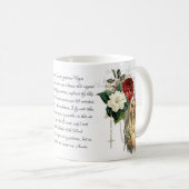 ヴィンテージロザリオヴァージンマザーメアリーメモリアル祈りの言葉 コーヒーマグカップ (正面右)