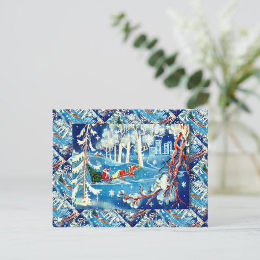 ヴィンテージロシアののクリスマス、サンタの旅 シーズンポストカード (スタンド正面)