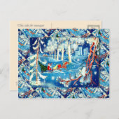 ヴィンテージロシアののクリスマス、サンタの旅 シーズンポストカード (正面/裏面)