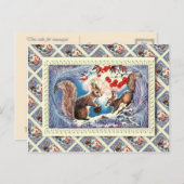 ヴィンテージロシアののクリスマス、自宅のリス シーズンポストカード (正面/裏面)