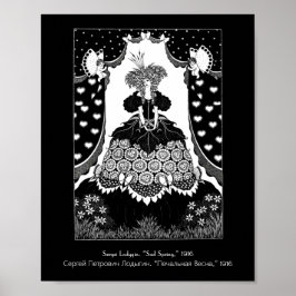 ヴィンテージロシアのアールヌーボー女王とキューピッド ポスター